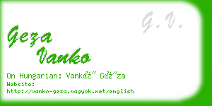 geza vanko business card